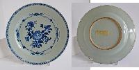 Blue and White Plate with Floral Design