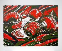 Untitled (Green, Red, White and Black Abstract)