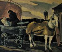 Untitled (Man Unloading Horse and Cart)