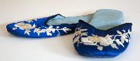 Baby Blue Chinese Slipper; with white embroidery