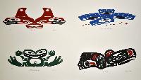 Set of Four; Split Killerwhale, Eagle Rising, Northern Confidence, Bringing Salmon to the Coast