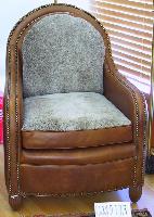 Untitled (Reproduction Leather Tub Chair and Cushions)