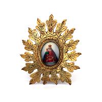 Russian Brass and Enamel Icon with Virgin and Child