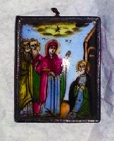 Russian Pendant Icon with Virgin and Saints
