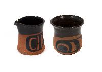 Untitled (Brown Stoneware Cream and Sugar Set)