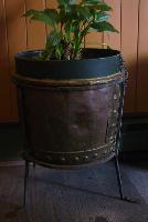 Bronze Planter and Wrought Iron Stand