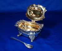 English Silver Mustard Pot with Spoon