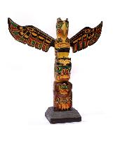 Kwakwaka' wakw Eagle and Bear Model Totem Pole