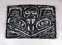 Charcoal rubbing of Haida design