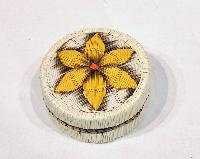 Porcupine Quill Basket with Yellow Flower