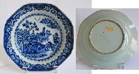 Blue and White Plate with Village Scene