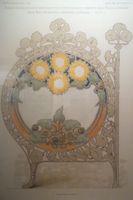 Untitled (design for a firescreen in wrought iron and coloured glass)