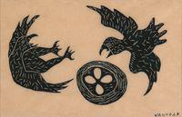 Untitled (Two Ravens and Nest with Four Eggs)