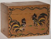 Wood box with roosters