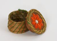 Porcupine Quill Basket with Orange Flower