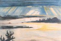 Untitled (Sun Breaking Through Clouds, Over Water and Islands)