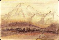 Untitled (Boat and Mountain Range)