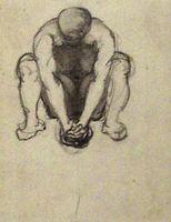 Crouching Nude Male With Clasped Hands