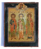Russian Icon, Three Saints with Christ