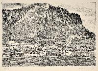 Untitled (Harbourside Village Beneath Mountain)