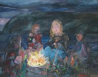Garter Snake Wrapped Doll; Beach Campfire