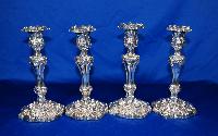 Set of 4 English Silver Candleholders