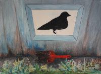 Untitled (Black Bird and Brush)