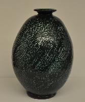 Bulbous Vase with Scraffito Wave Motif